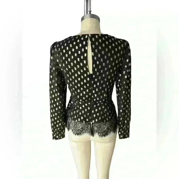 Self-Portrait Asymmetrical Hem Blouse, Size 4 - Picture 4 of 9